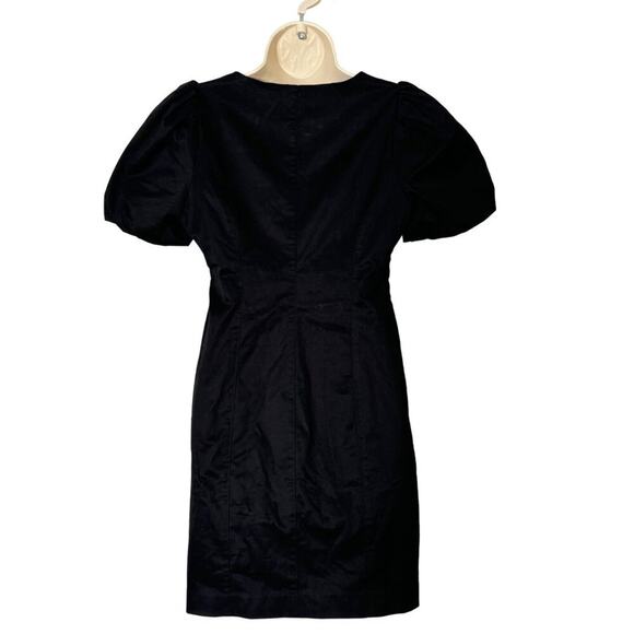 NWT J.Crew Button Front Puff Sleeve Mini Dress Black Size 4 - Picture 4 of 12